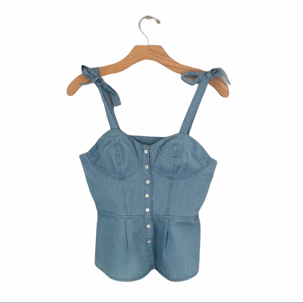 Denim Chambray Bustier Top